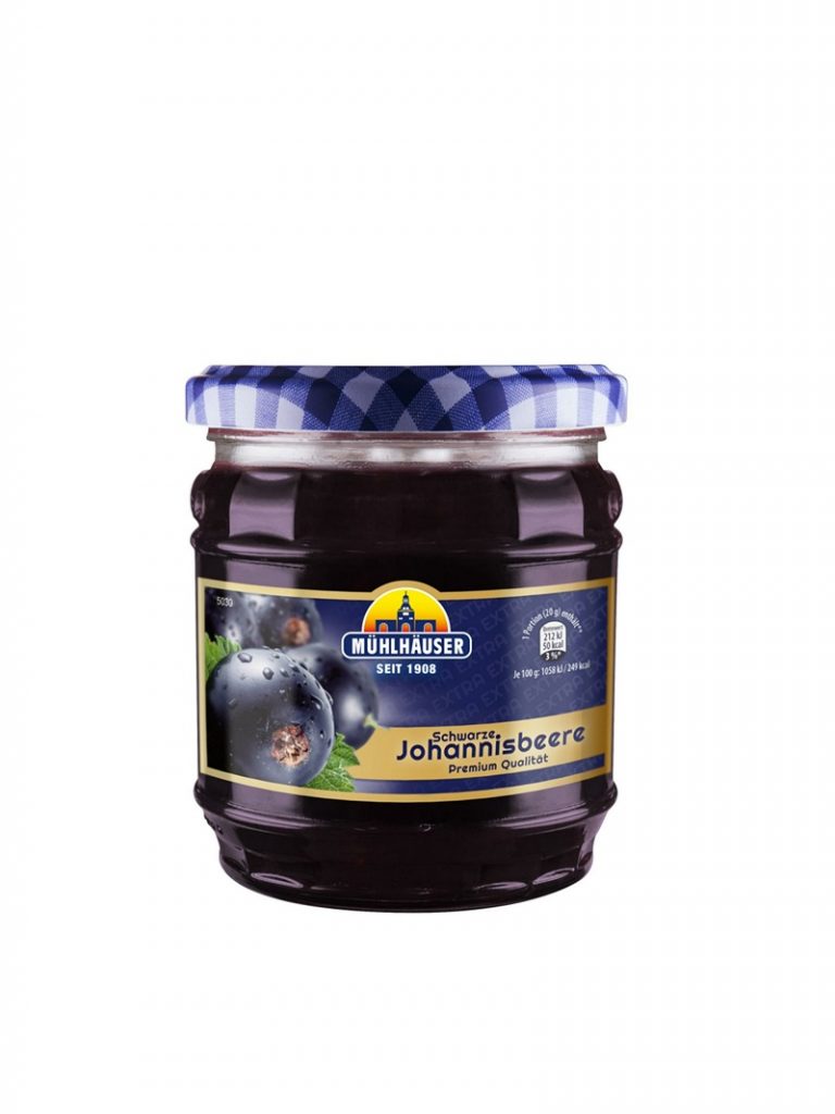 Konfitüre schwarze Johannisbeere 450g Glas – Weihe Webshop